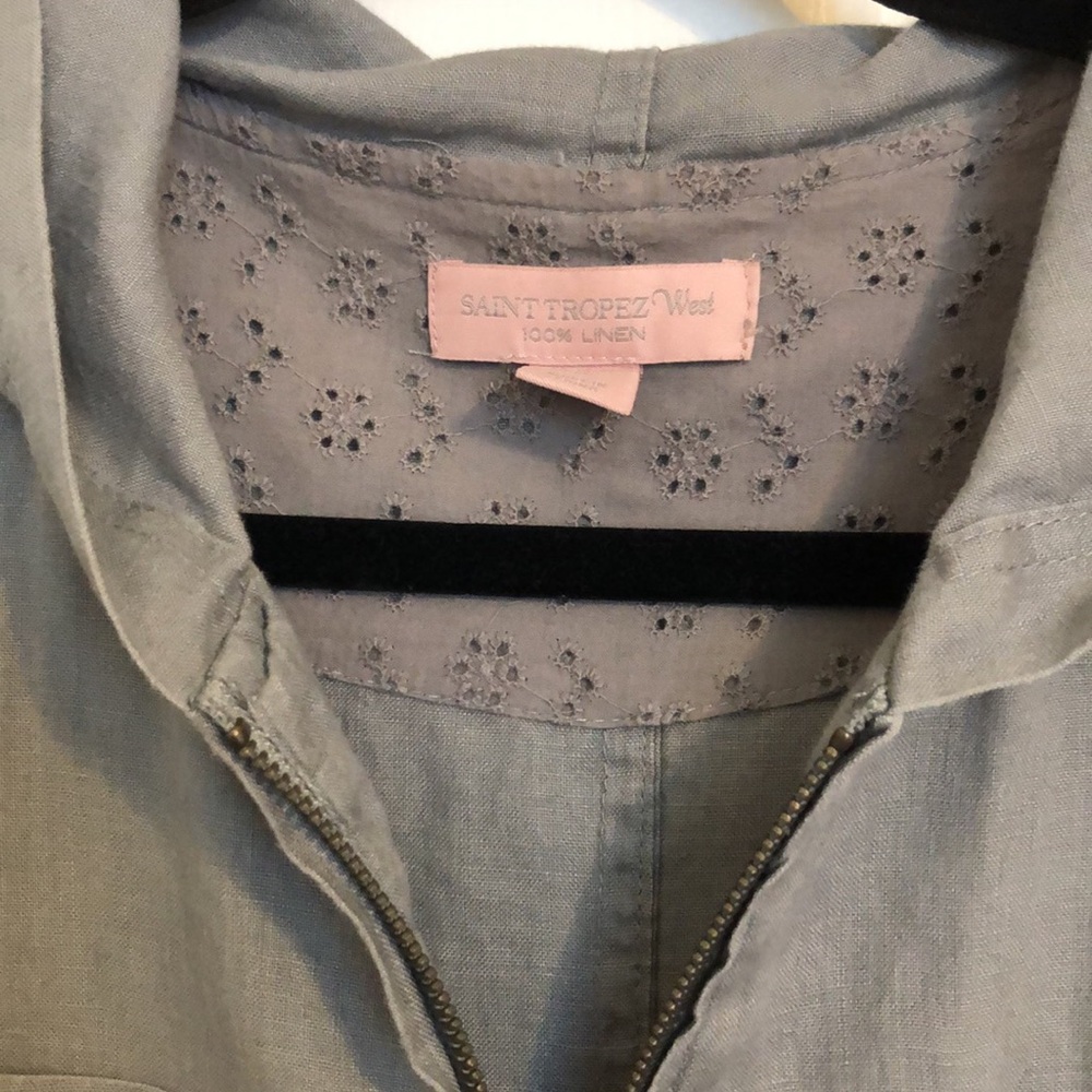 Saint Tropez West Gray Linen Jacket M - Picture 3 of 5